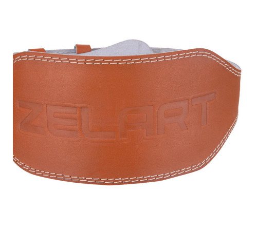 Пояс атлетический кожаный Zelart спинка-15см размер-XS-XXL коричневый
