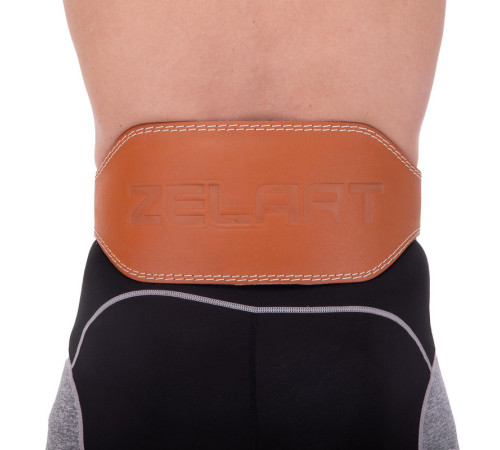 Пояс атлетический кожаный Zelart спинка-15см размер-XS-XXL коричневый