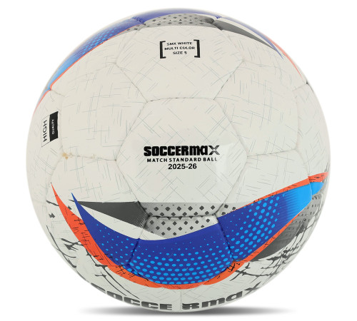 М'яч футбольний SOCCERMAX №5 PU білий-синій
