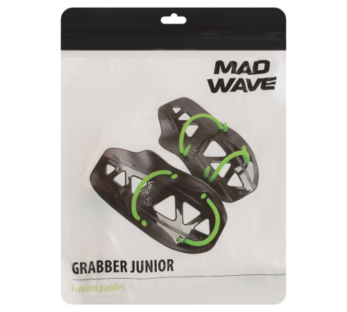Лопатки для плавання ласти для рук MadWave Grabber junior чорний