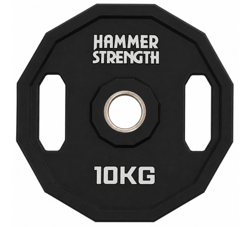 Млинці диски поліуретанові 2 Handle металева втулка HAMMER STRENGHT ø50мм 10кг чорний