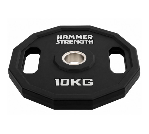 Млинці диски поліуретанові 2 Handle металева втулка HAMMER STRENGHT ø50мм 10кг чорний