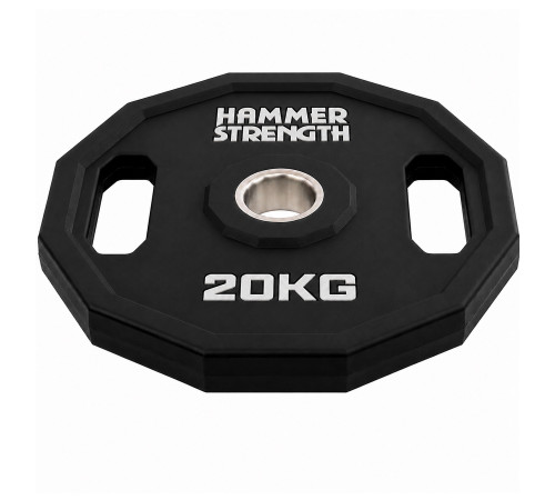 Млинці диски поліуретанові 2 Handle металева втулка HAMMER STRENGHT ø50мм 20кг чорний