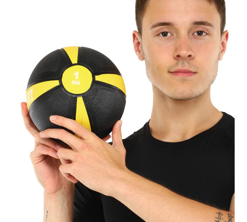 Медбол м'яч медичний Medicine Ball Zelart 1кг чорний-жовтий