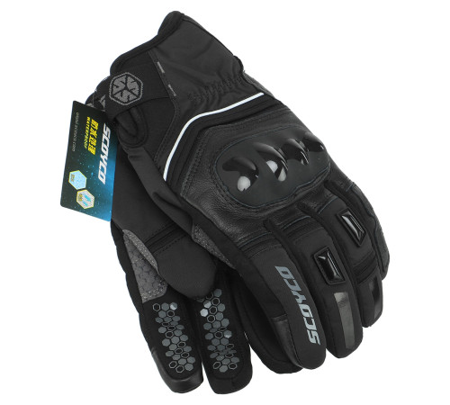 Мотоперчатки короткие для города с защитой SCOYCO Waterproof Sensor Touch S-2XL черный