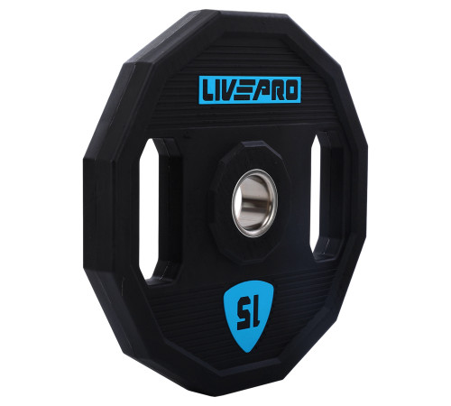 Блины диски полиуретановые 2 Handle металлическая втулка LiveUp ø51мм 15кг черный