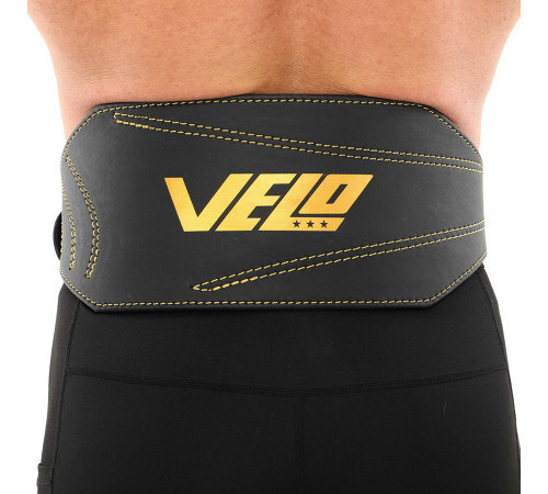 Пояс атлетичний шкіряний VELO спинка-15см розмір-S-XXL чорний-золотий
