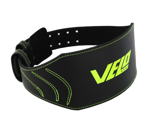 Пояс атлетичний шкіряний VELO спинка-15см розмір-S-XXL чорний-салатовий