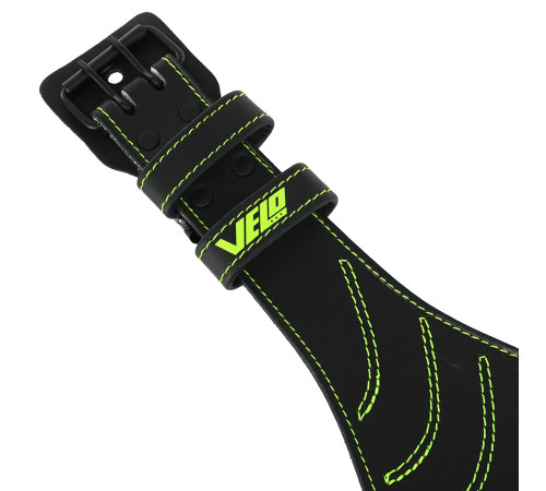 Пояс атлетичний шкіряний VELO спинка-15см розмір-S-XXL чорний-салатовий