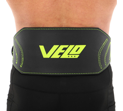 Пояс атлетичний шкіряний VELO спинка-15см розмір-S-XXL чорний-салатовий