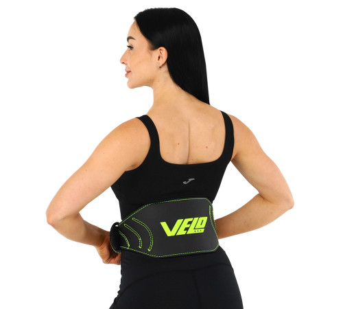 Пояс атлетичний шкіряний VELO спинка-15см розмір-S-XXL чорний-салатовий