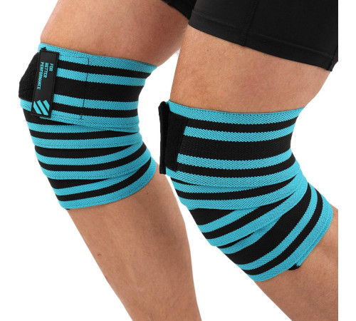 Колінні бинти для присідань KNEE WRAPS LiveUp 2шт синій-чорний