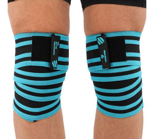 Колінні бинти для присідань KNEE WRAPS LiveUp 2шт синій-чорний
