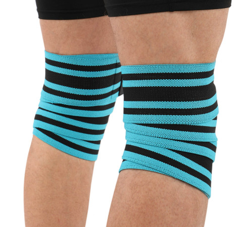 Колінні бинти для присідань KNEE WRAPS LiveUp 2шт синій-чорний