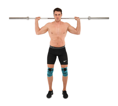 Колінні бинти для присідань KNEE WRAPS LiveUp 2шт синій-чорний