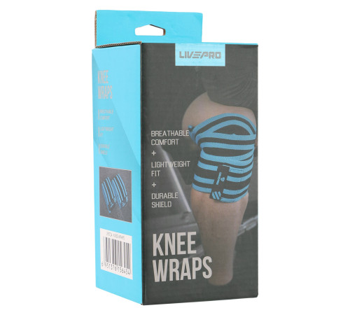 Колінні бинти для присідань KNEE WRAPS LiveUp 2шт синій-чорний
