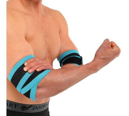 Бинти на лікті для жиму ELBOW WRAPS LiveUp 2шт синій-чорний
