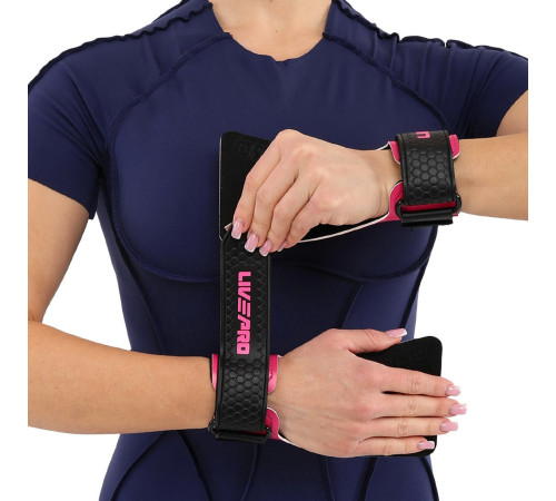 Накладки для підтягування та тяги LIFTING GRIPS LiveUp 2шт S-L рожевий-чорний