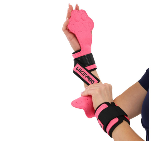 Накладки для подтягивания и тяги WEIGHT LIFTING WRIST WRAPS LiveUp 2шт розовый-черный