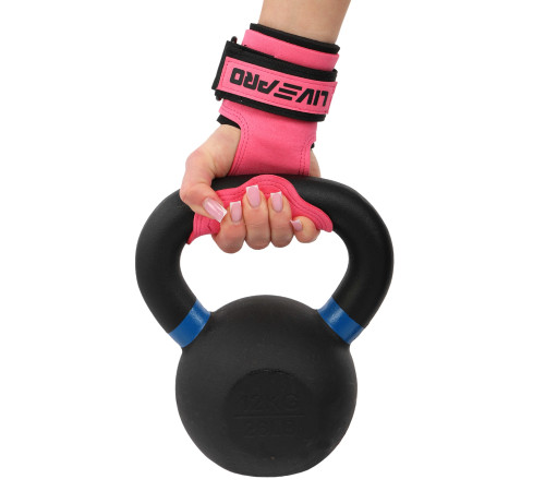 Накладки для подтягивания и тяги WEIGHT LIFTING WRIST WRAPS LiveUp 2шт розовый-черный