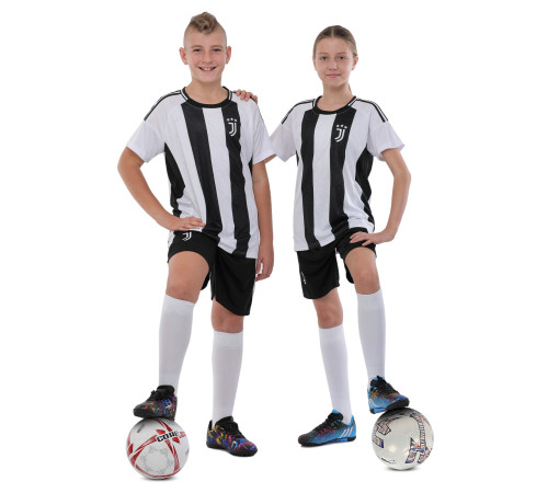Форма футбольна дитяча із символікою футбольного клубу JUVENTUS домашня 2024 SP-Sport 115-160см чорний-білий