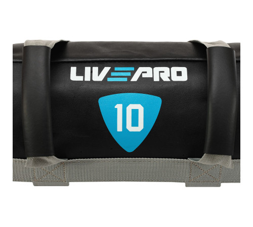 Мешок утяжелитель для функционального тренинга Power Bag LiveUp 10кг черный-серый