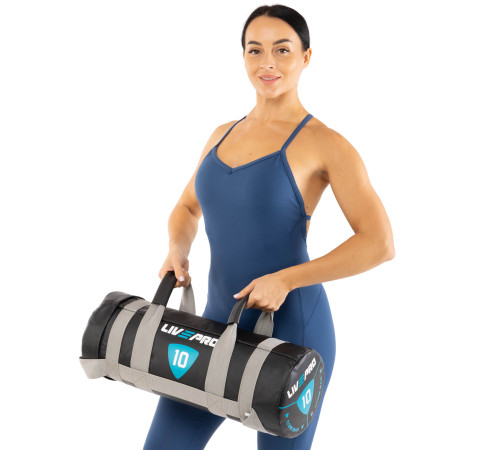 Мешок утяжелитель для функционального тренинга Power Bag LiveUp 10кг черный-серый