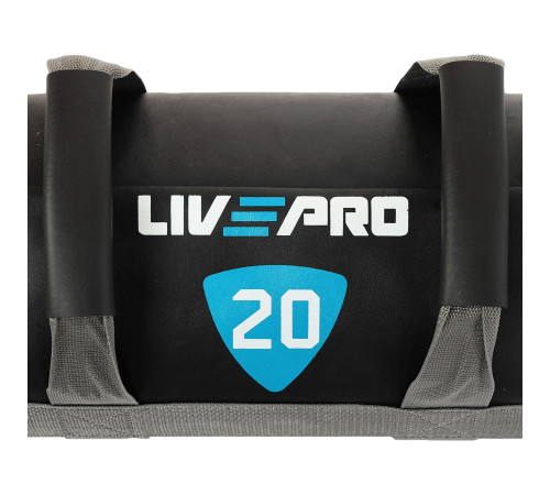 Мішок обтяжувач для функціонального тренінгу Power Bag LiveUp 20кг чорний-сірий