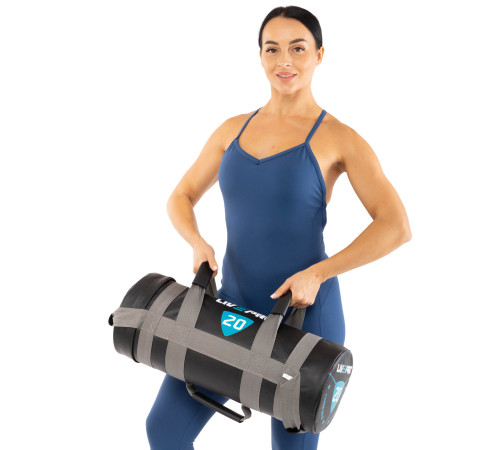 Мішок обтяжувач для функціонального тренінгу Power Bag LiveUp 20кг чорний-сірий