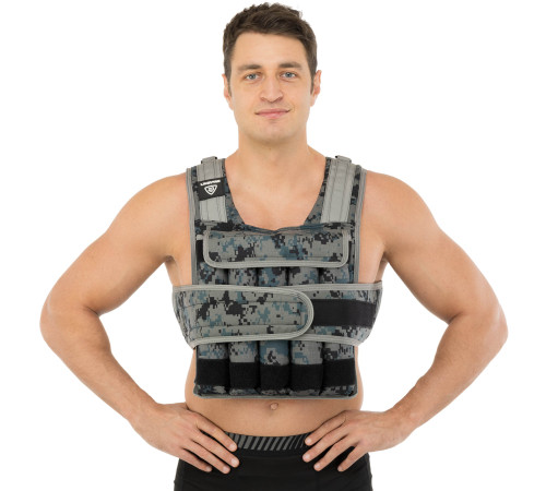 Жилет утяжелитель с регулируемым весом LiveUp WEIGTH VEST вес-1-20кг черный-серый
