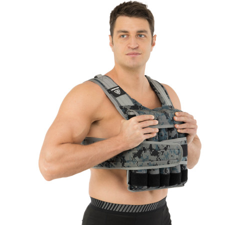 Жилет утяжелитель с регулируемым весом LiveUp WEIGTH VEST вес-1-20кг черный-серый