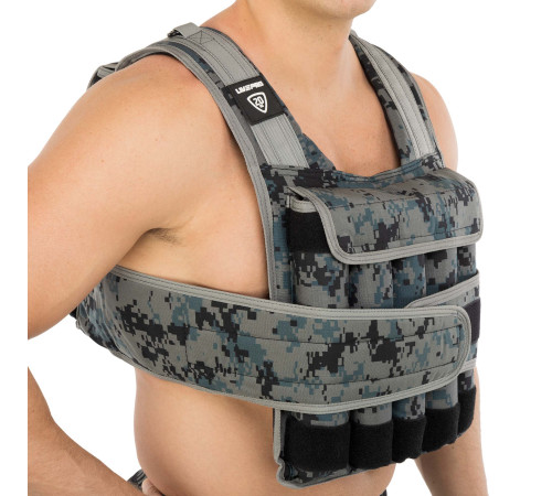 Жилет утяжелитель с регулируемым весом LiveUp WEIGTH VEST вес-1-20кг черный-серый