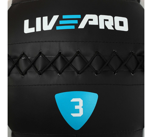 М'яч набивний медичний для кросфіту WALL BALL LiveUp 3кг чорний-сірий