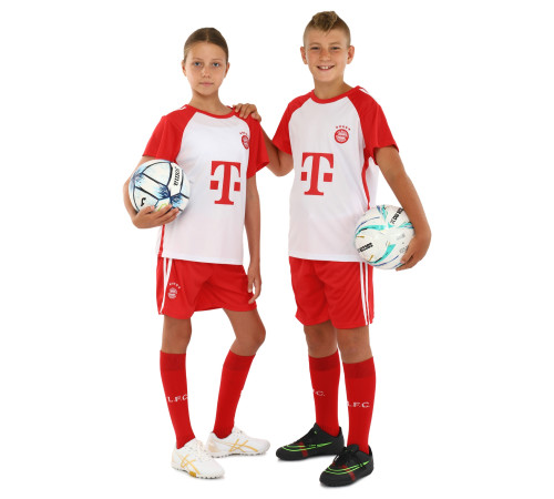 Форма футбольна дитяча із символікою футбольного клубу BAYERN MUNCHEN домашня 2024 SP-Sport XS-XL білий-червоний