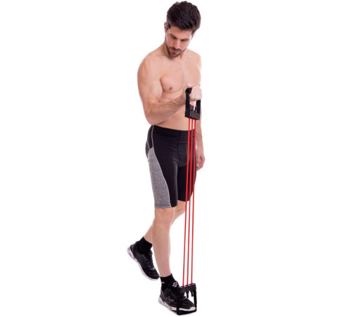 Еспандер трубчастий з ручками для фітнесу SP-Sport Resistance Band 75см навантаження 13,5кг 30LB червоний