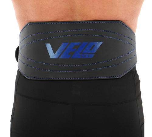 Пояс атлетичний шкіряний VELO спинка-15см розмір-S-XXL чорний-синій