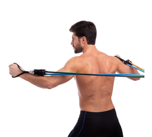 Еспандер багатофункціональний для фітнесу 5 джгутів Resistance Band Zelart в чехле різнокольоровий