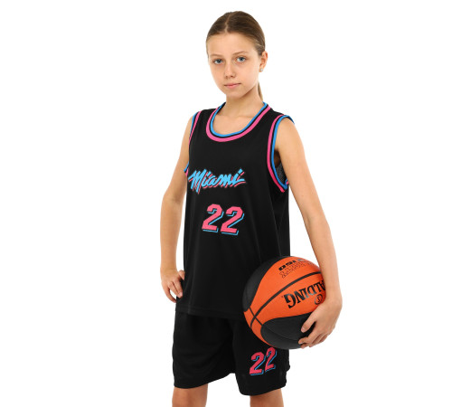Форма баскетбольная детская NBA клуб Miami 22 S-2XL черный-фуксия