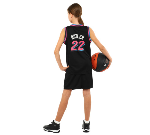 Форма баскетбольная детская NBA клуб Miami 22 S-2XL черный-фуксия