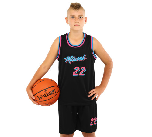 Форма баскетбольная детская NBA клуб Miami 22 S-2XL черный-фуксия