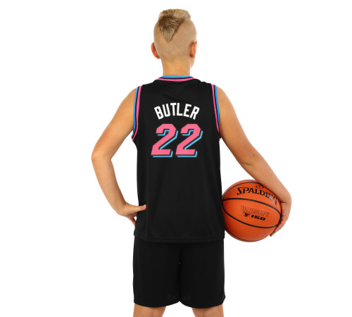 Форма баскетбольная детская NBA клуб Miami 22 S-2XL черный-фуксия