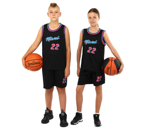 Форма баскетбольная детская NBA клуб Miami 22 S-2XL черный-фуксия