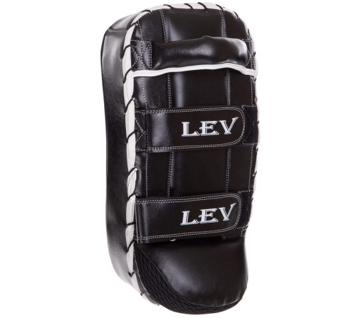 Тай-пед ударний для Муай Тай вигнутий з ременями та ручкою Кожзам LEV 37x20x8см 1шт чорний