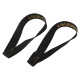 Лямки для тяги восьмерки Figure 8 для штанги и тяжелых тренировок POWER STRAP LiveUp 2шт черный-золотой