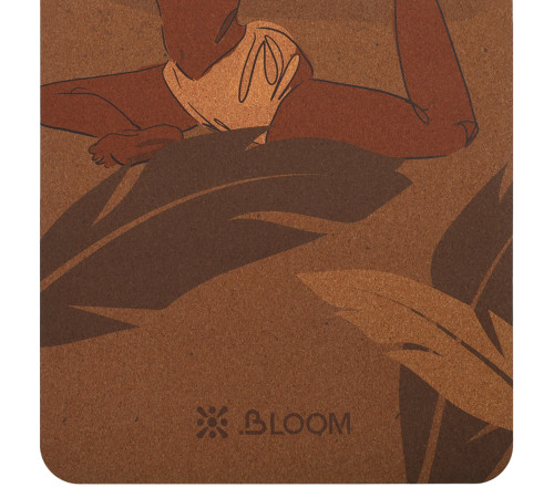 Килимок для йоги Пробковий двошаровий каучуковий Yoga mat BLOOM 183x61мx0.3cм темно-синій