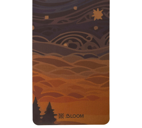 Килимок для йоги Пробковий двошаровий каучуковий Yoga mat BLOOM 183x61мx0.3cм темно-синій