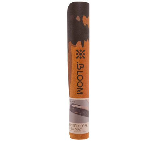 Килимок для йоги Пробковий двошаровий каучуковий Yoga mat BLOOM 183x61мx0.3cм темно-синій