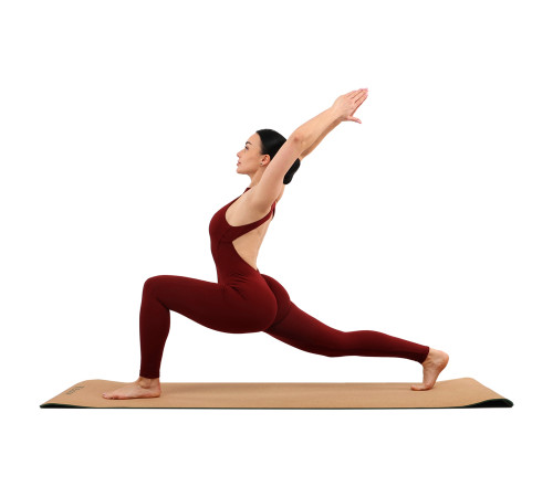 Килимок для йоги Пробковий каучуковий двошаровий Yoga mat BLOOM 183x61мx0.6cм коричневий