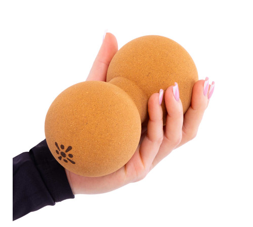Мяч массажный пробковый двойной для МФР и самомассажа Duoball BLOOM ø7,7см cветло-коричневый