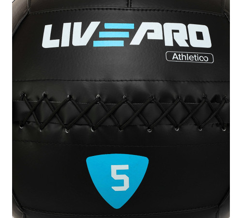 М'яч набивний медичний для кросфіту WALL BALL LiveUp 5кг чорний